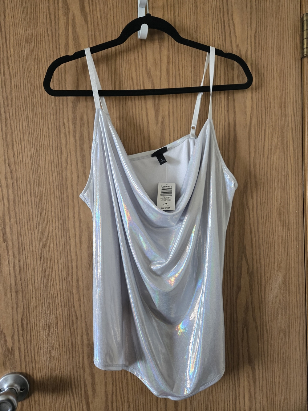 torrid Iridescent Silver Cowl Neck Cami